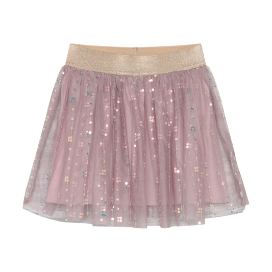 Twilight Mauve Mesh Sequin Skirt