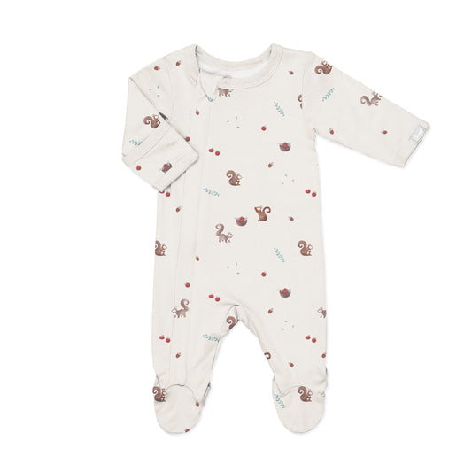 Squirrels on Whisper Modal Zipper Footie