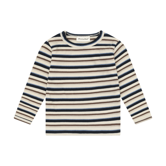 Dark Sapphire Multistripe Long Sleeve Rib Onesie
