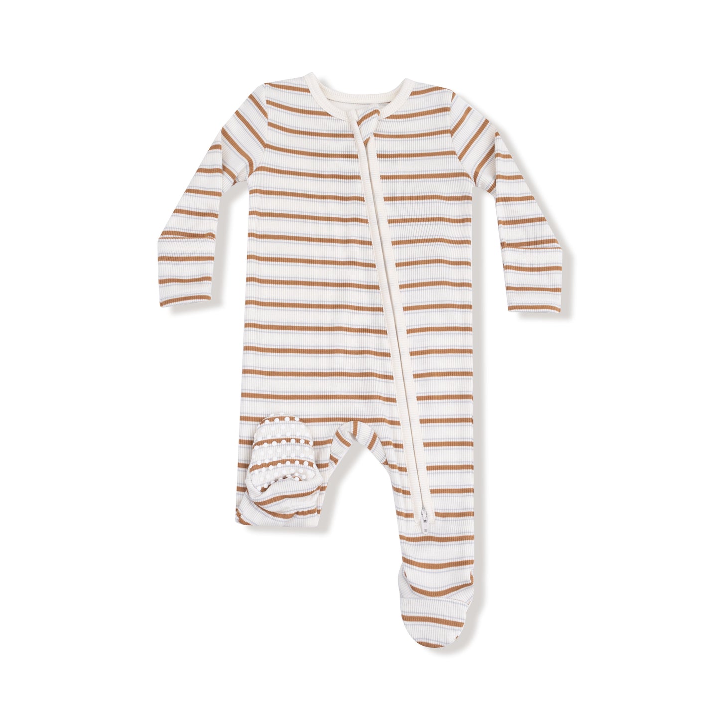 Brown Vintage Stripe 2 Way Zipper Footie