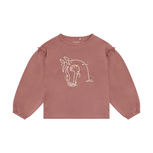 Burlwood Horse Outline Ruffle Sweater