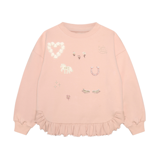 Cameo Rose Horse Lover Ruffled Sweatshirt