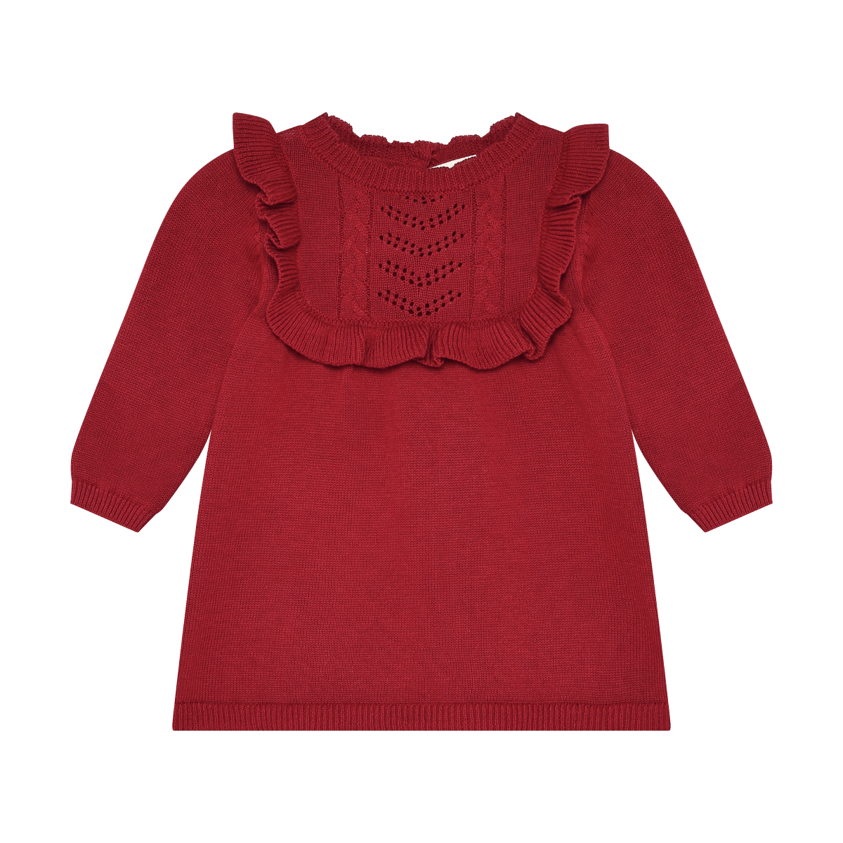 Rio Red Long Sleeve Ruffle Knit Dress