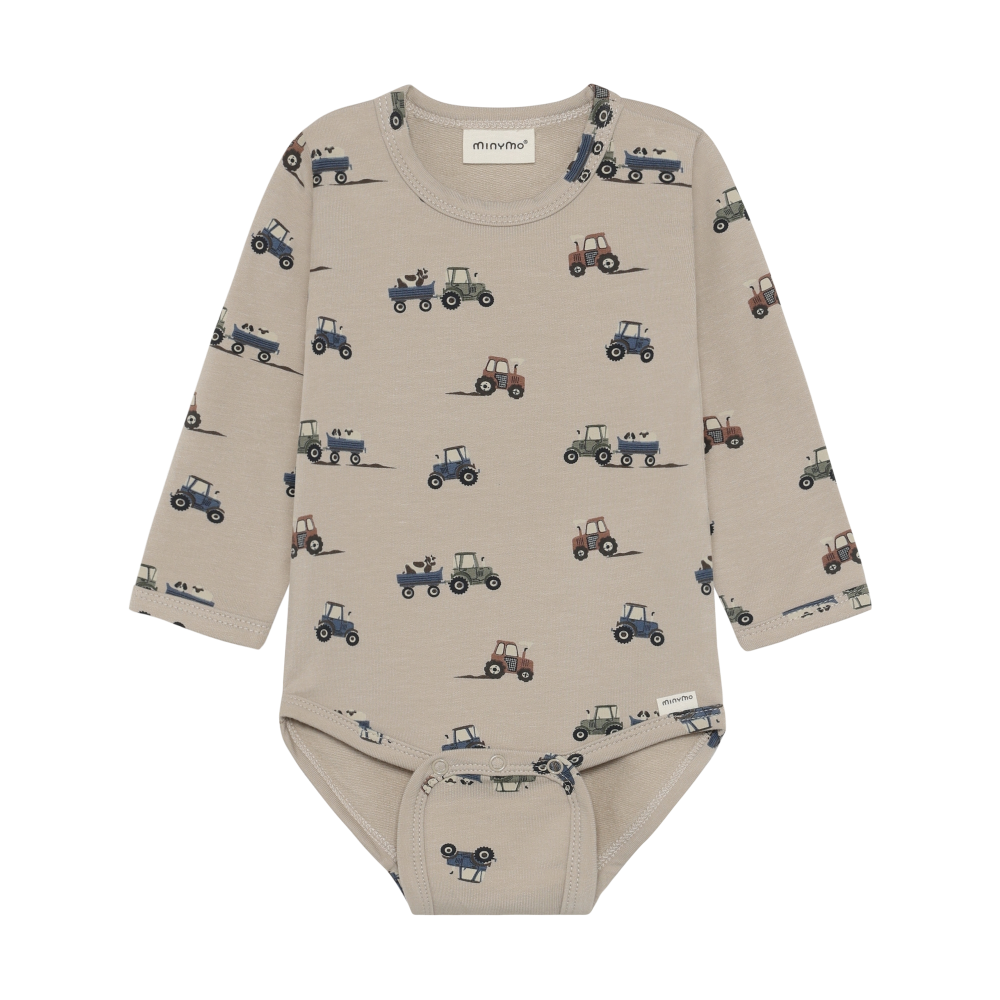 Feather Gray Workin Tractors Long Sleeve Onesie