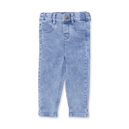 Old School Blue Stretch Denim - Adjustable Baby Pants