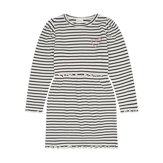 Tap Shoe Striped Long Sleeve Rib Dress