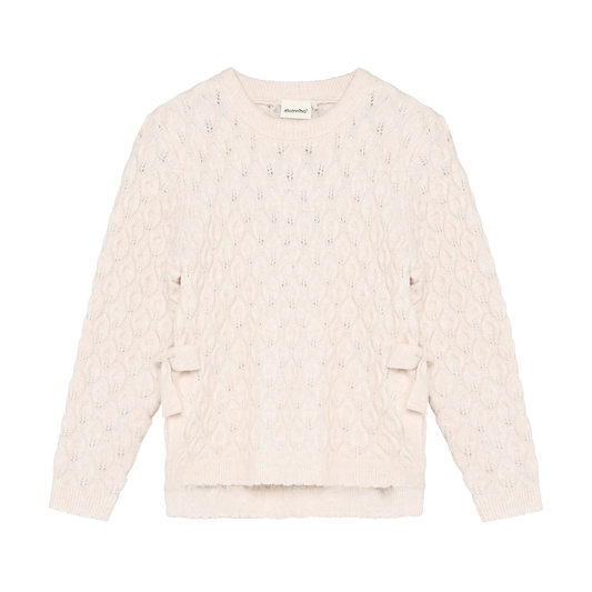 Eggnog Pointelle Knit Pullover Sweater