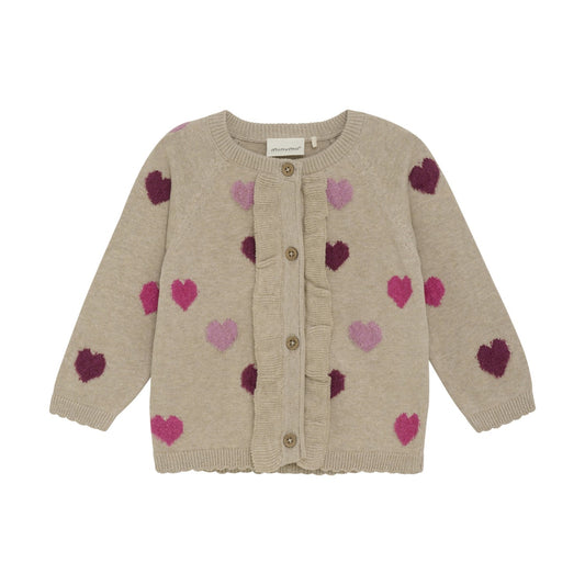Beige Melange Hearts Cardigan