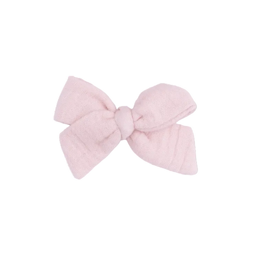 Pink Lotus Muslin Bow Clip