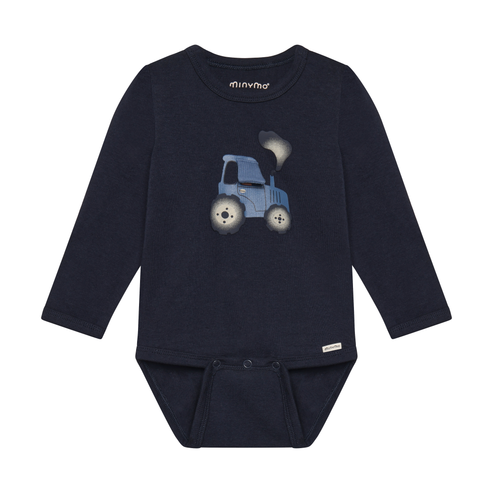 Dark Sapphire Tractor Long Sleeve Onesie
