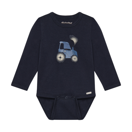 Dark Sapphire Tractor Long Sleeve Onesie