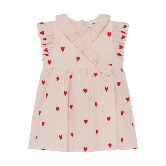 Peach Blush Heart Embroidered Dress