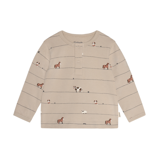 Feather Gray Lil Farm Animals Long Sleeve Tee