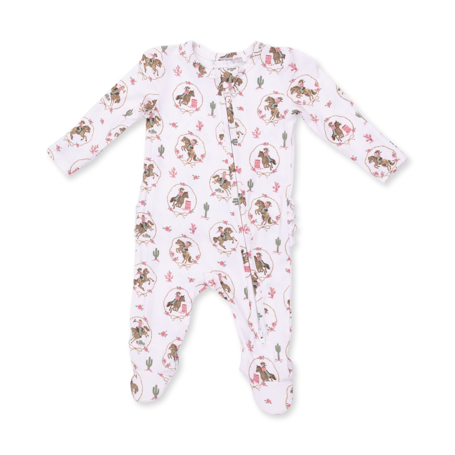 Cowgirl Cameos - 2 Way Ruffle Back Zipper Footie