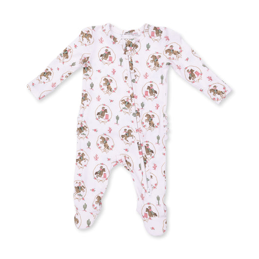 Cowgirl Cameos - 2 Way Ruffle Back Zipper Footie