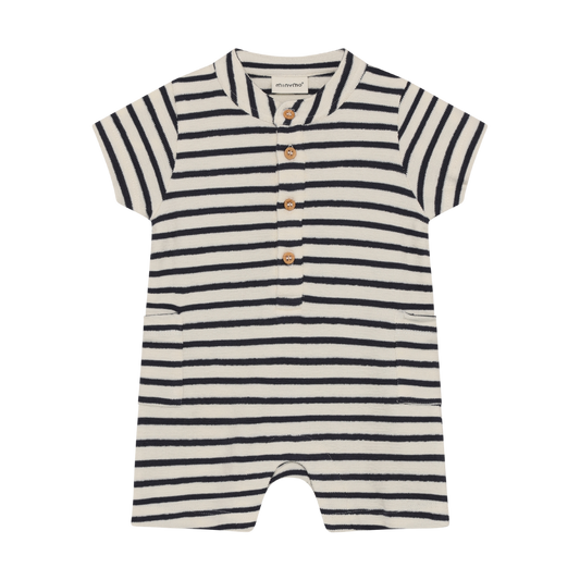 Vanilla Ice Striped Button Short Romper