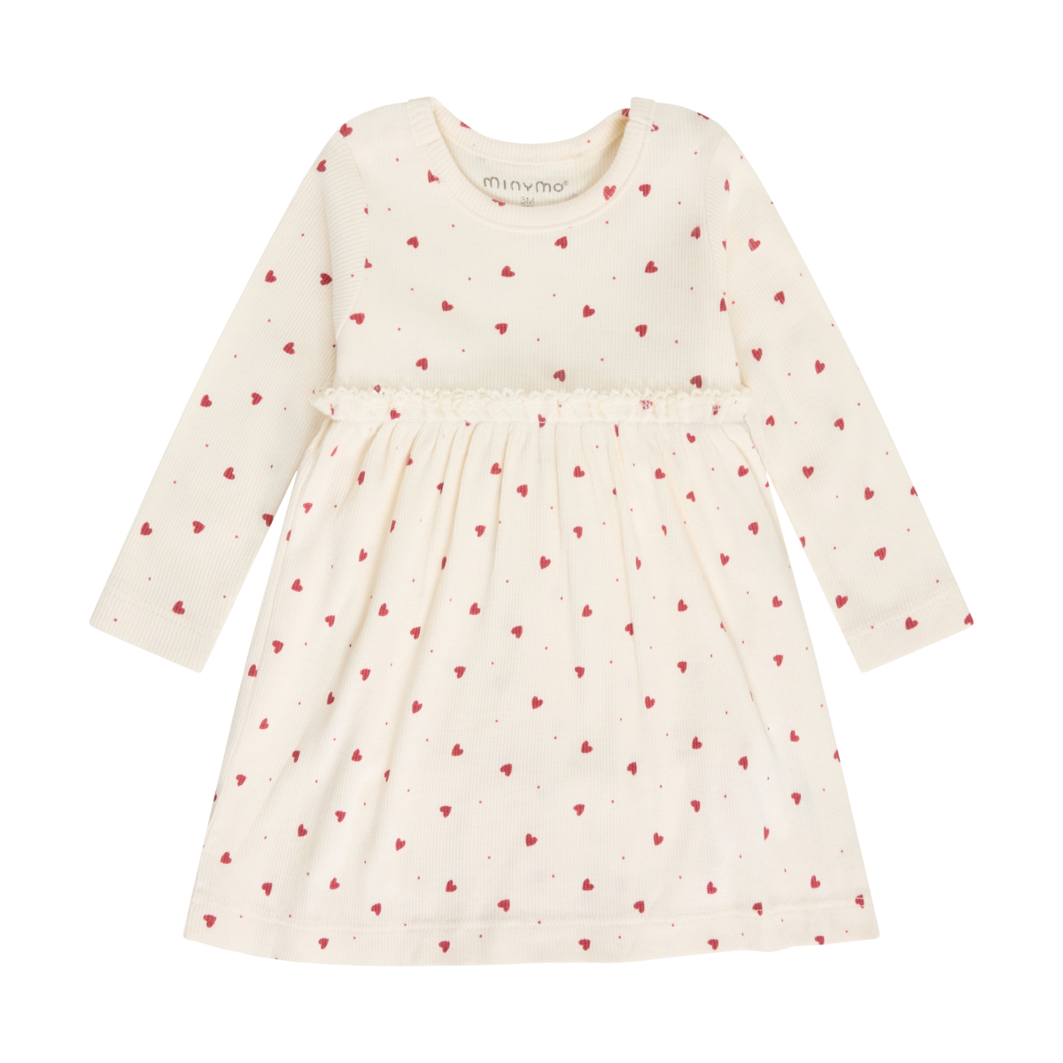Eggnog Red Hearts Long Sleeve Rib Dress