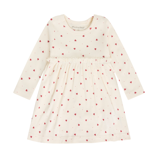 Eggnog Red Hearts Long Sleeve Rib Dress