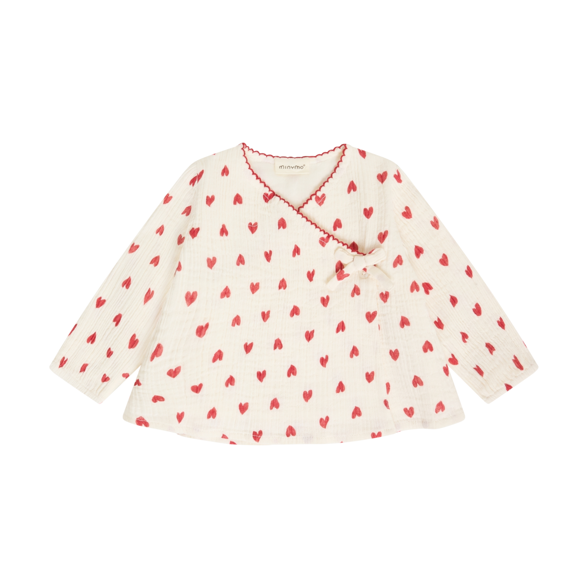 Eggnog Red Hearts Long Sleeve Blouse