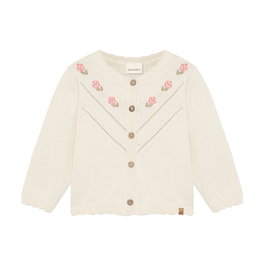Vanilla Ice Embroidered Flower Knit Cardigan