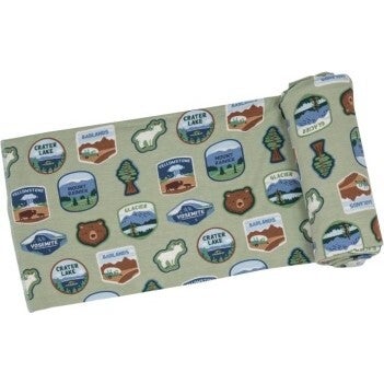 National Parks Patches West Swaddle Blanket: Green