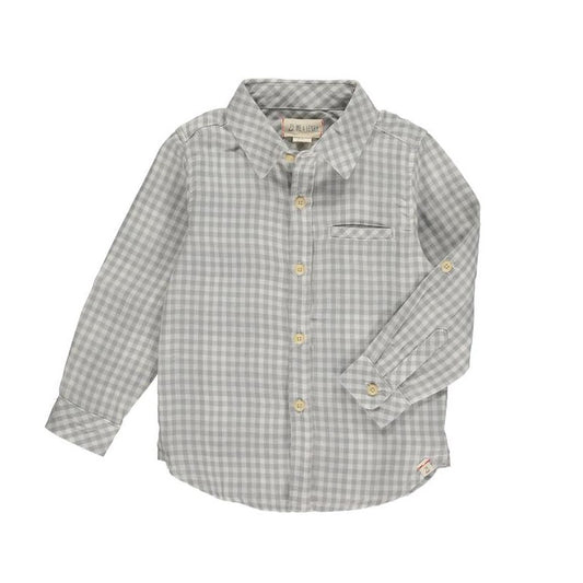 Merchant Long Sleeved Shirt: Grey Plaid Gauze