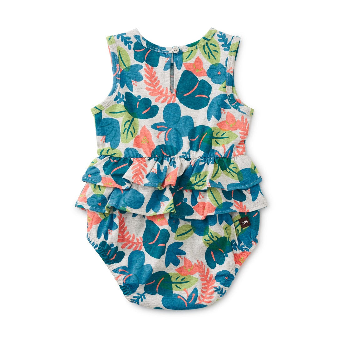 Tiered Ruffle Baby Romper: Tropical Hibiscus