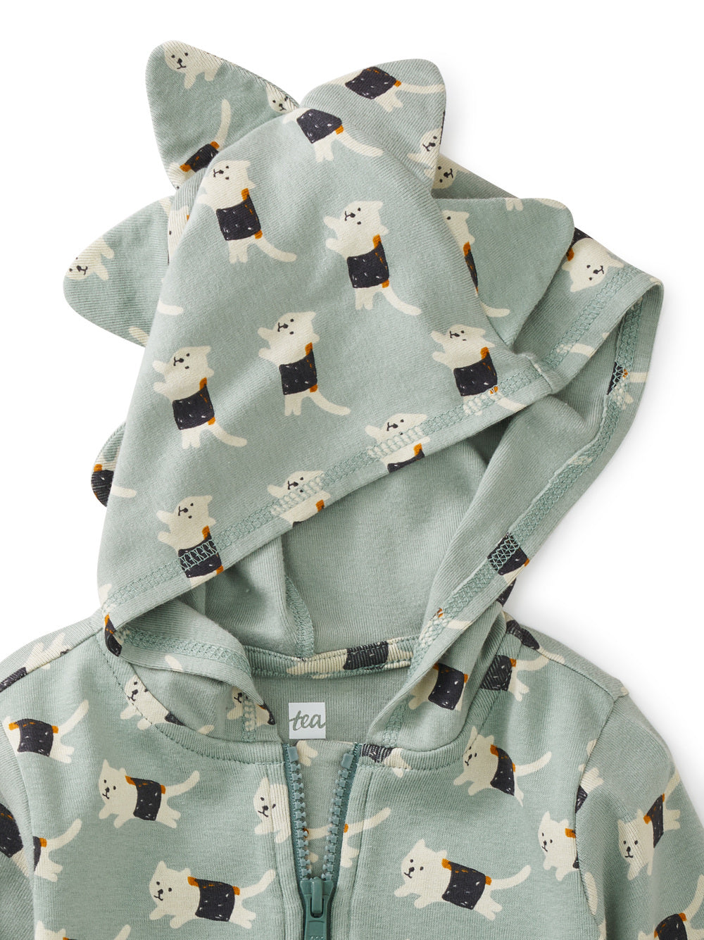 Dino Spikes Hooded Baby Romper: Sushi Cat