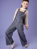 Wide Leg Denim-Like Overalls: Indigo