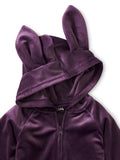 Bunny Ears Velour Baby Hoodie: Purple Punch