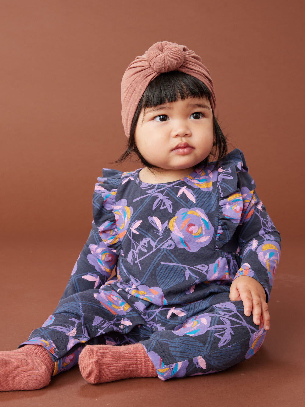 Ruffle Sleeve Baby Romper: Hanetsuki Camellia