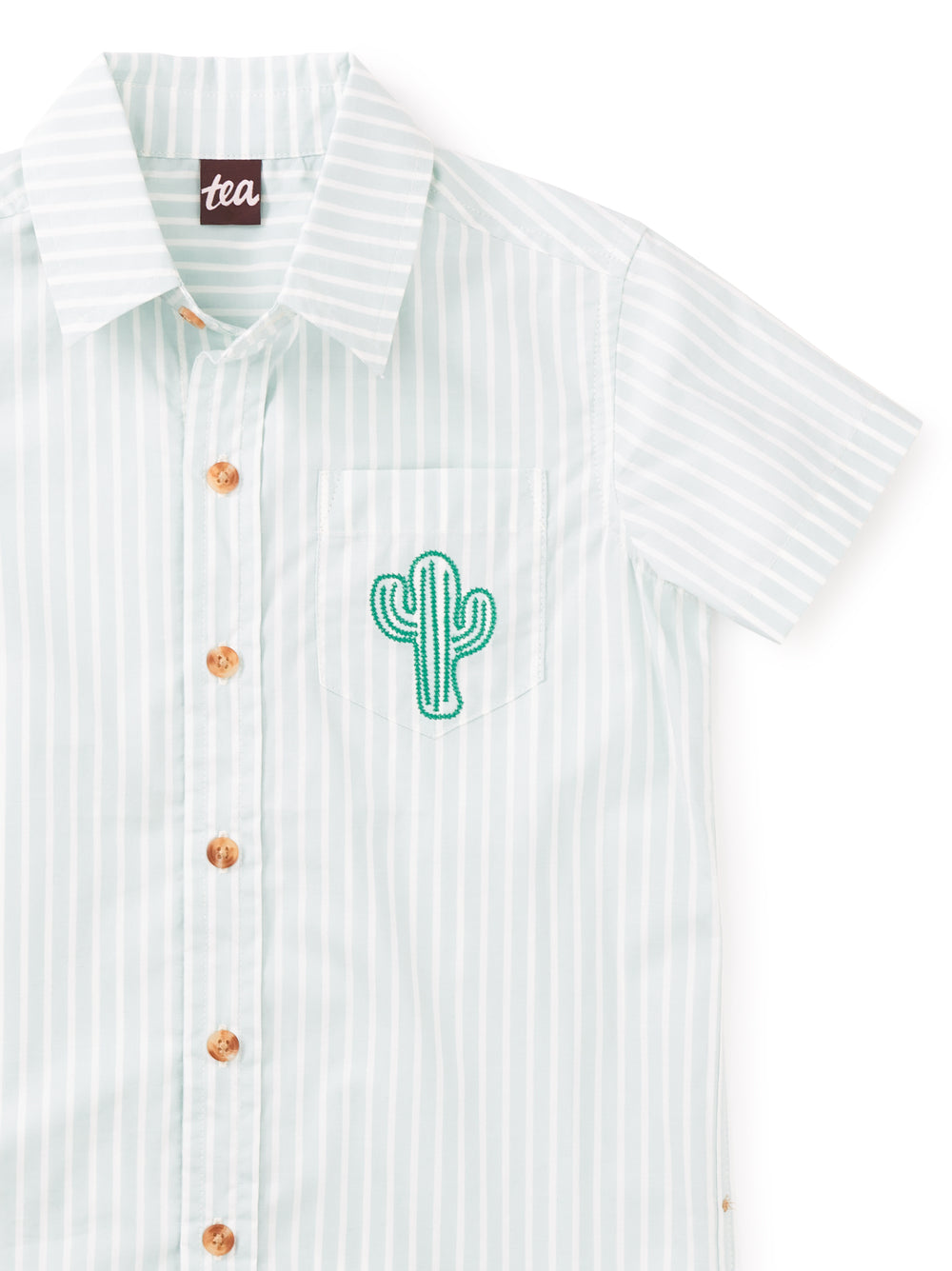Button Up Woven Shirt: Sea Stripe