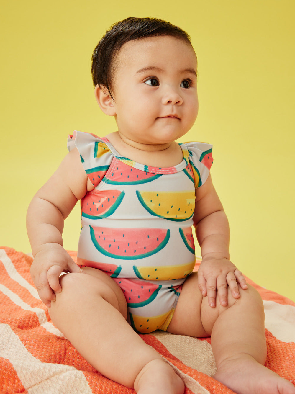 One-Piece Baby Swimsuit: Painted Watermelons