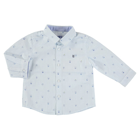 Long sleeved print shirt: Lightblue