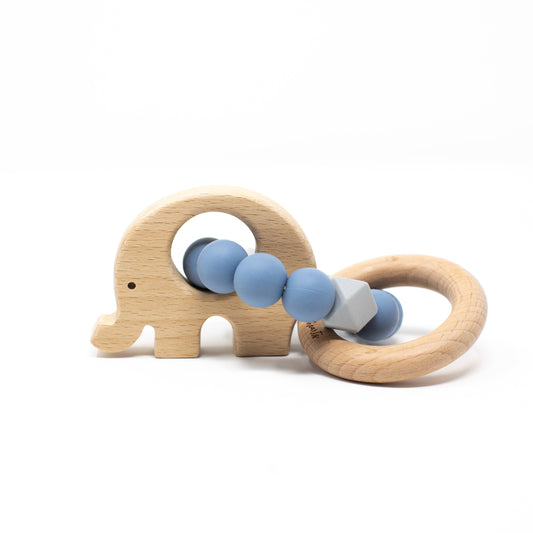 Elephant Teething Rattle - Slate