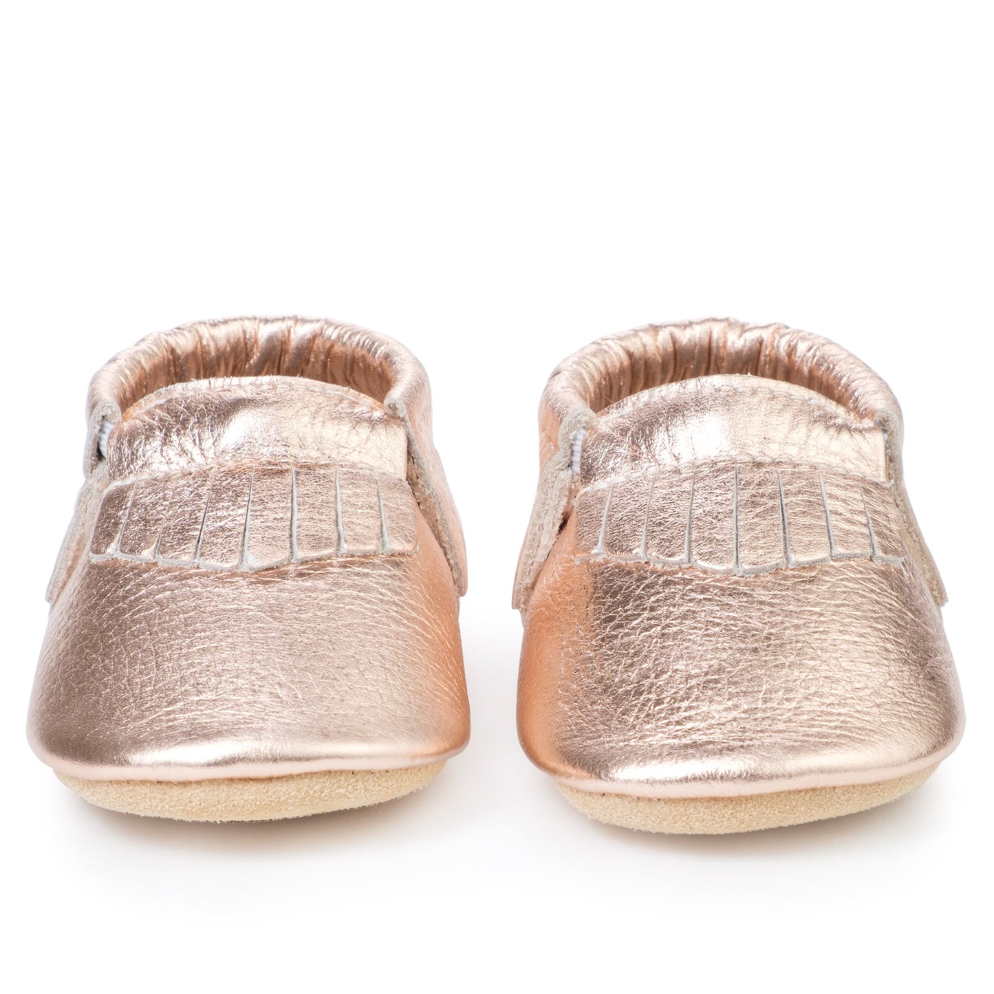 Rose Gold Genuine Leather Baby Moccasins