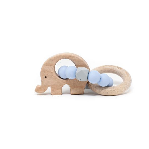 Elephant Teething Rattle - Baby Blue