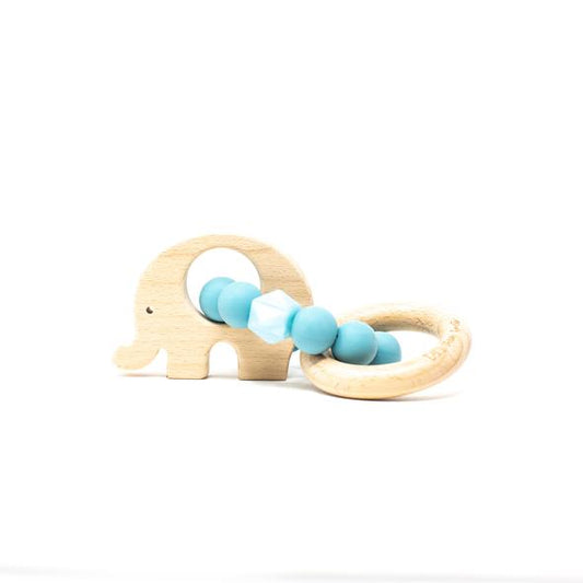 Elephant Teething Rattle - Aquamarine