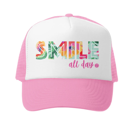 Smile All Day Pink/White Trucker Hat