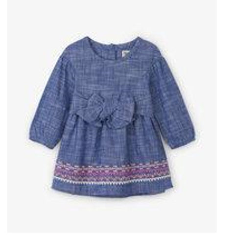 Dolled Up Chambray BabyWoven Dress - Blue Saphire