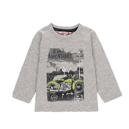 Knit t-Shirt "motorcycle" for baby boy: Grey