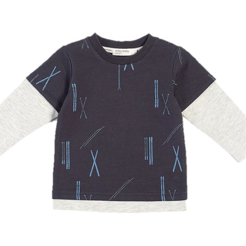 Dark Grey "Skis" Fooler Top