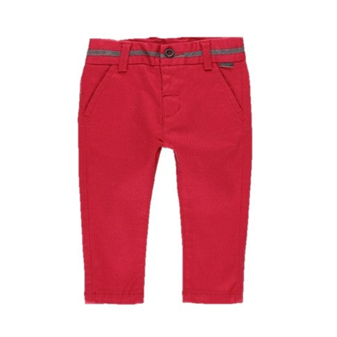 Stretch twill trousers for baby boy: Berry