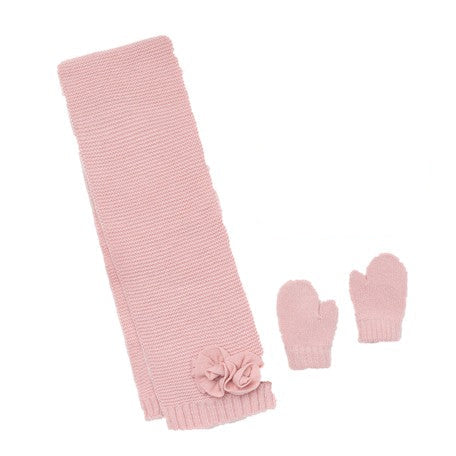 Rose Dot Baby Mittens & Scarf set