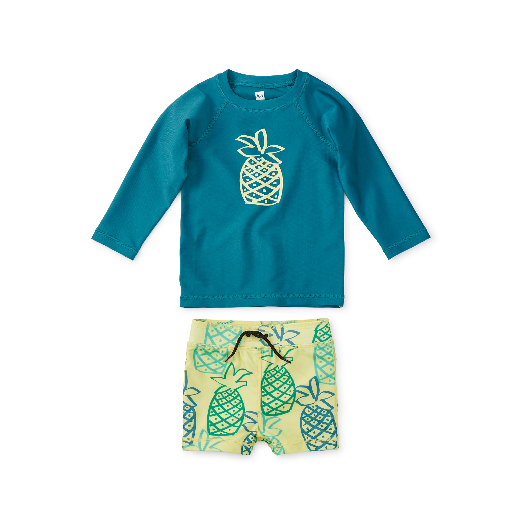 Rash Guard Baby Swim Set: Sketched Pineapples