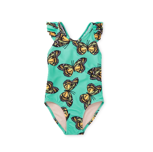 Ruffle One-Piece Swimsuit: Monarch Migration