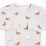 Cluck Cluck Baby Pajama Set: Light Grey