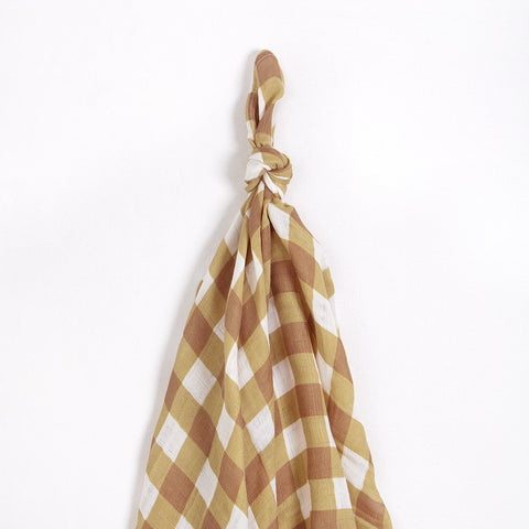 Brown Gingham Swaddle