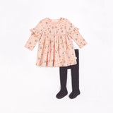 Farmyard Floral Jersey Dress & Tights: Pink
