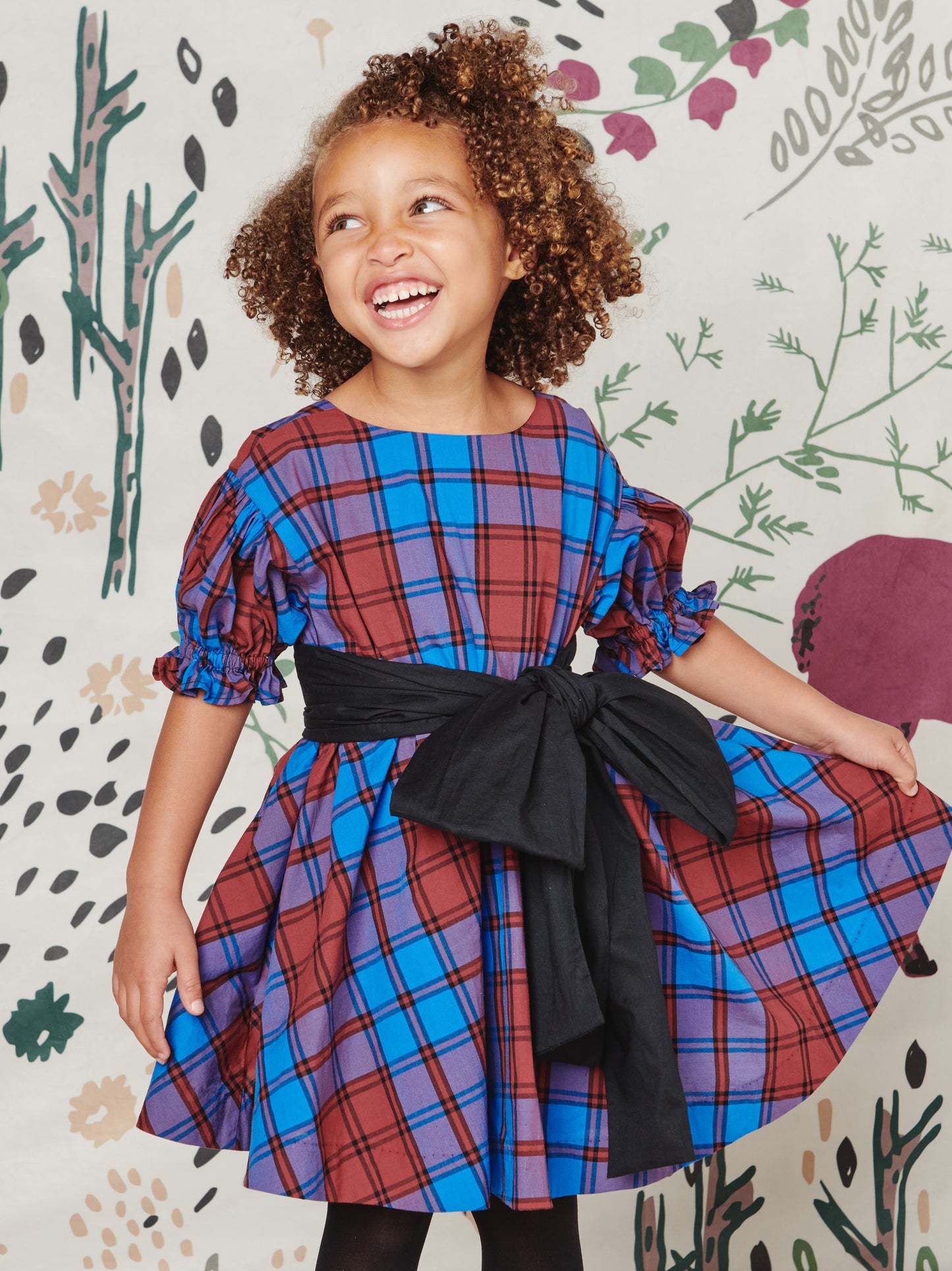 Family Plaid Sash Dress